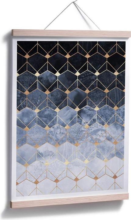 Image du produit Trenddeko Hexagones : bleu et or (30 x 40 cm)