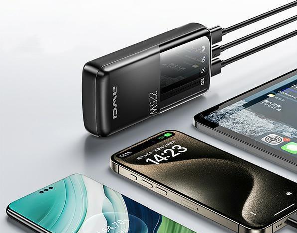 Produktbild Awei PowerBank P13K 20000mAh 22.5W czarny/black Digital Display (20000 mAh, 22 W, 22.50 Wh)
