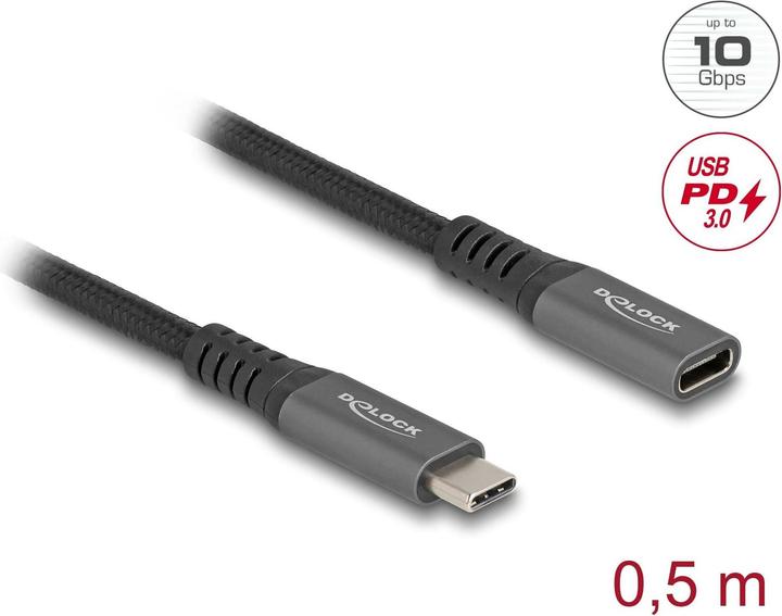 Delock USB C — USB C (0.50 m, USB 3.2 Gen 2, 100 W)
