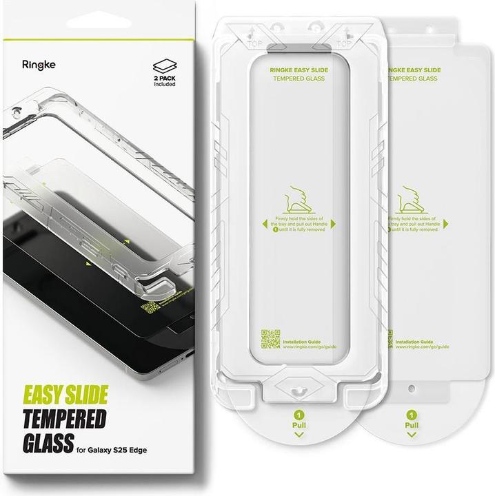 Produktbild Ringke Easy Slide 2er-Pack Panzerglas für Samsung Galaxy S25 Edge - Transparent (2 Stück, Samsung Galaxy S25 Edge)