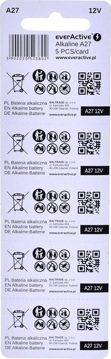Image du produit Everactive 27A 12V Blisterverpackung (5 pcs, A27, 25 mAh)