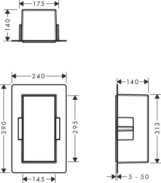 Actual product image hansgrohe HG wall niche XtraStoris Minimalistic m open. Ra 300x150x140mm matt black