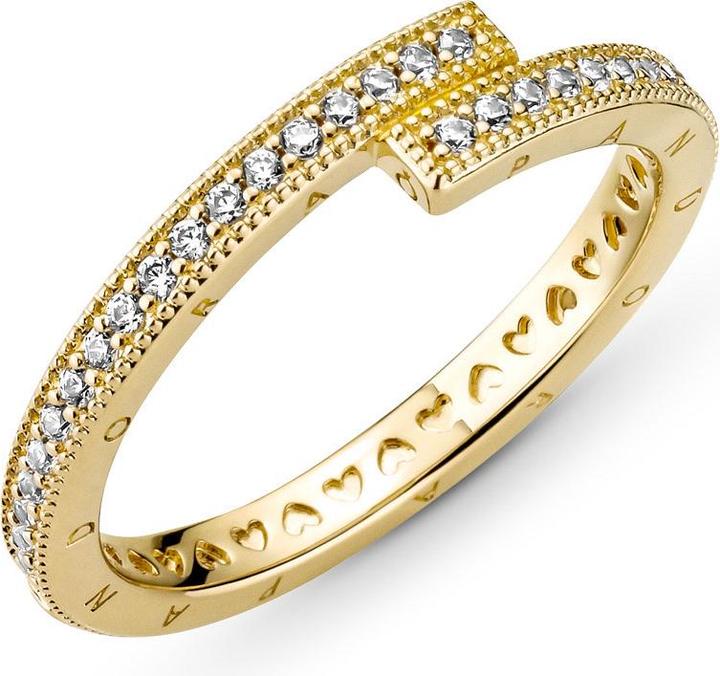 Actual product image Pandora Logo 14k Gold Sparkling Overlapping Ring (48)