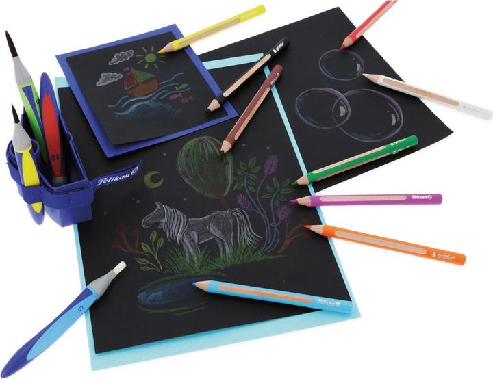 Actual product image Pelikan Coloured pencil case 8+1ST Griffix WV assorted (Assorted colours, incl. pencil, 10 x)