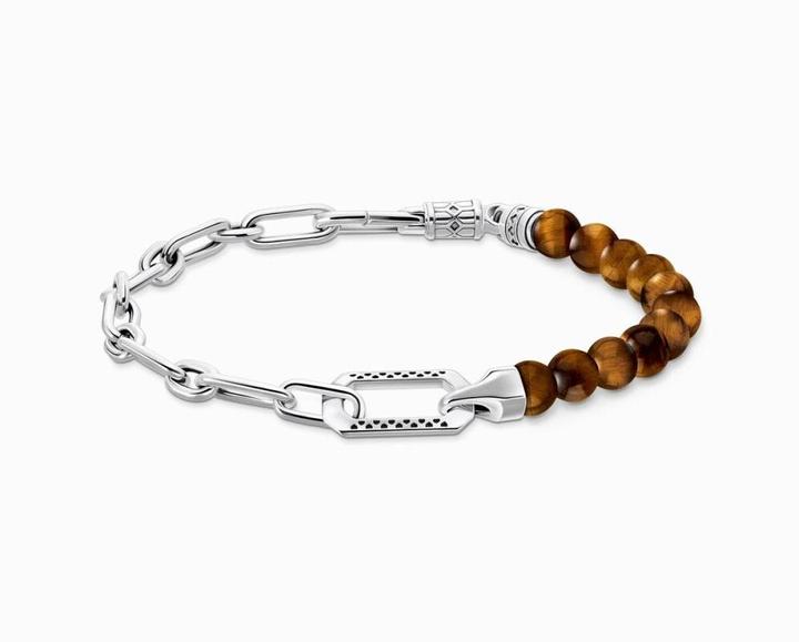 Immagine prodotto Thomas Sabo Bracciale con perline marroni, argento annerito (19 cm, Annerito, Argento 925)