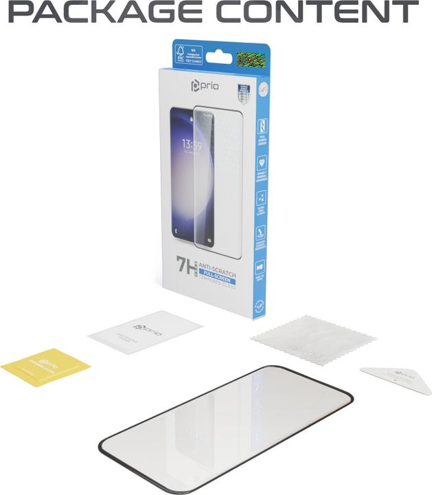 Produktbild prio 3D Anti-Scratch Panzerglas für Samsung S24 schwarz (1 Stück, Samsung Galaxy S24)