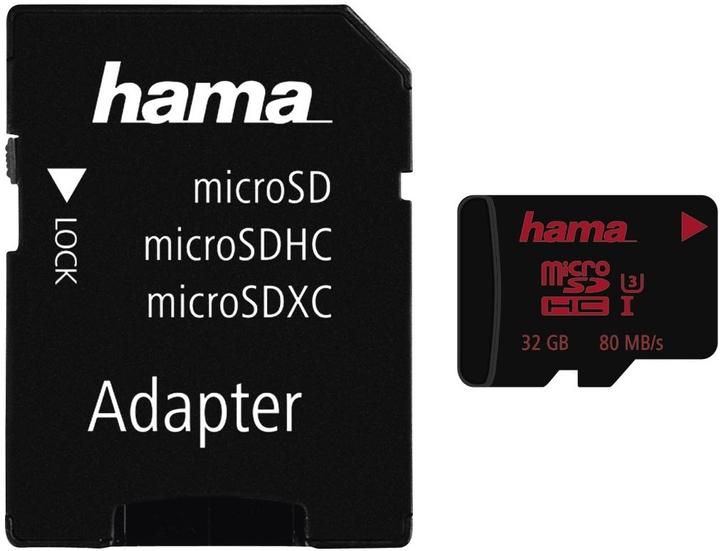 Hama microSDHC 32GB Class 3 +Adapter/Foto (32 GB, microSDHC, U3, UHS-I)