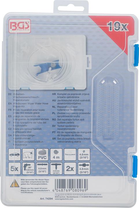 Image du produit BGS Kit de réparation pour tuyau d’eau des essuie-glace | 19 pièces