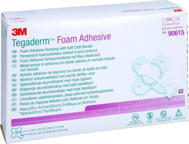 Actual product image 3M Tegaderm Foam Adhesive 6.9x6.9 cm crossf.90615, 10 pcs VER