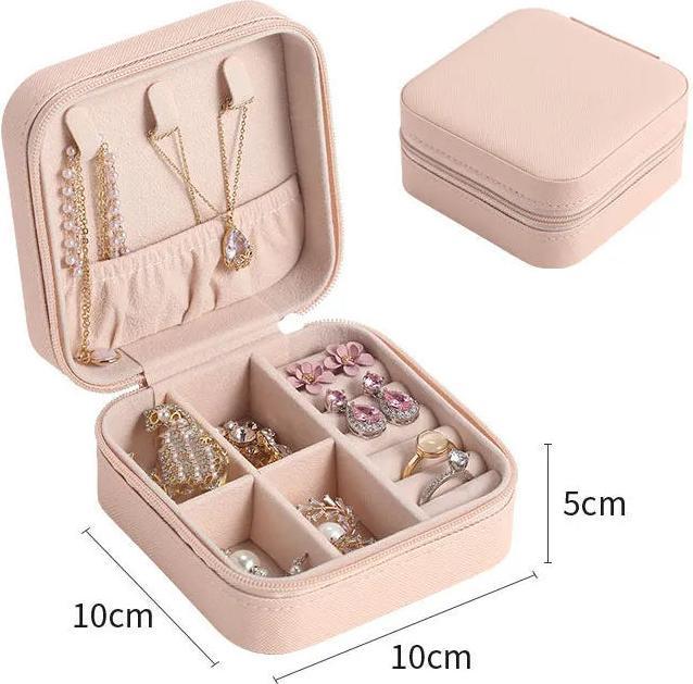 Only-Bags.Store Tragbare Schmuckschatulle, Schmuck-Organizer, Reise-Schmuckkästchen, Aufbewahrungsbox aus Leder mit