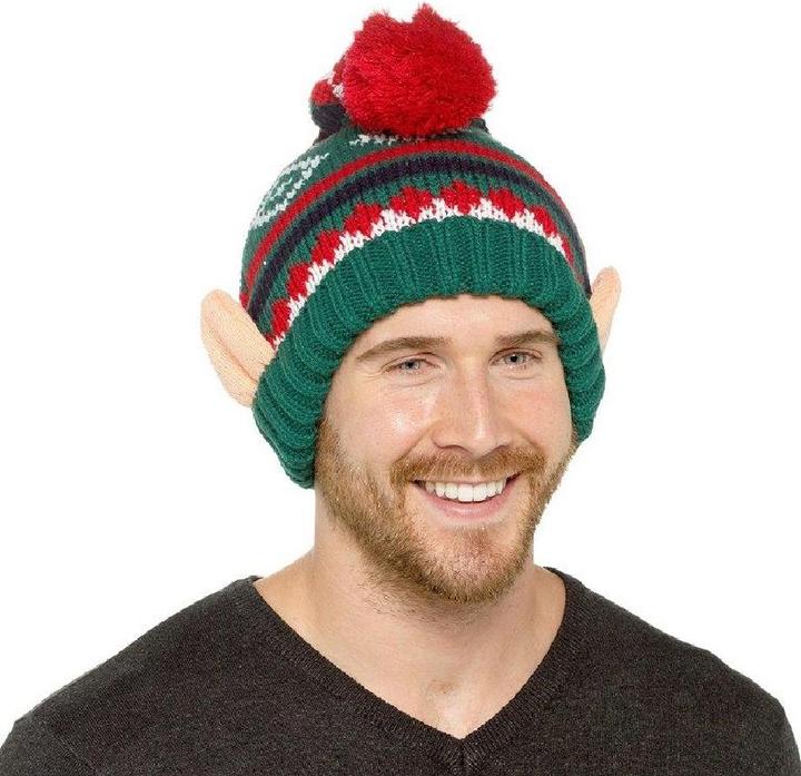RJM Erwachsene gestrickt Weihnachten Elf Bommelmütze