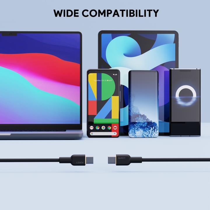 Image du produit Aukey Câble USB-C - USB-C, PD 60W, 1.8 m (1.80 m, USB 3.2 Gen 1, 60 W)
