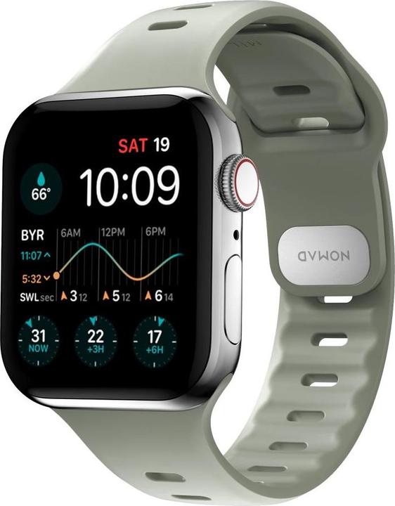 Produktbild Nomad Sport Slim Gurt M/L für Apple Watch Ultra (49 mm) 8/7 (45 mm)/6/SE/5/4 (44 mm)/3/2/1 (42 mm) Salbei (Reifen)