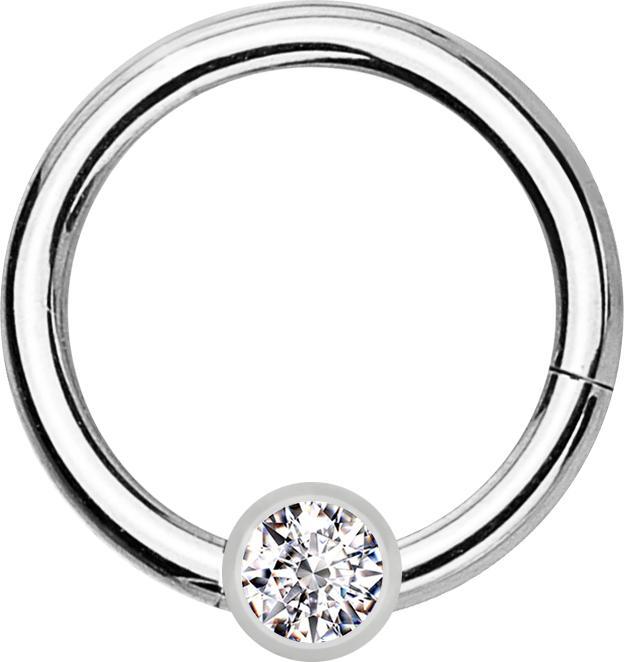 Immagine prodotto Star Piercing Anello a micro segmenti con cerniera in argento e cristallo a sfera in argento (Acciaio chirurgico 316L)