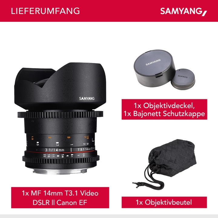 Produktbild Samyang 14mm T3.1 VDSLR II Canon EF (Canon EF-M, Vollformat)