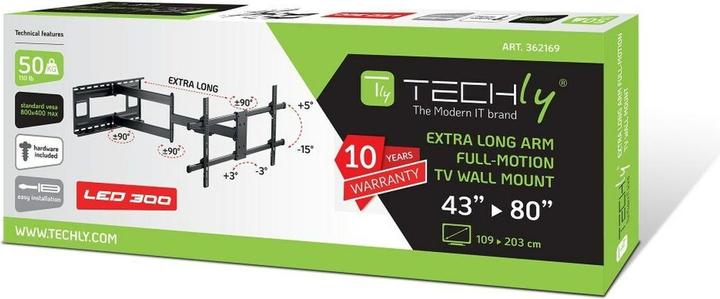 Produktbild Techly ICA-PLB 490 TV mount (80") Black (Wand, 80", 50 kg)