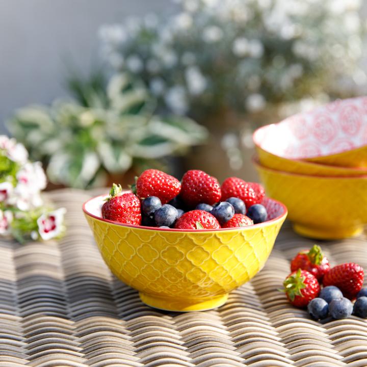 Produktbild Kitchen Craft KitchenCraft Glazed Stoneware Bowl, Yellow Floral, 15.5x7.5cm, Labelled (15.50 cm, 1.78 l, 1 x)