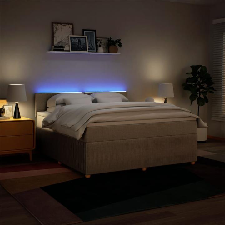 Produktbild VidaXL Boxspringbett Doppelbett Polsterbett Bett Matratze Creme 180x200cm Stoff (180 x 200 cm, 180 x 200 cm)