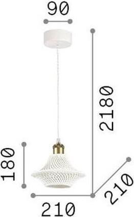 Actual product image Ideal lux LUGANO pendant light E27 ⌀210mm dimmable white 206806 (E27)