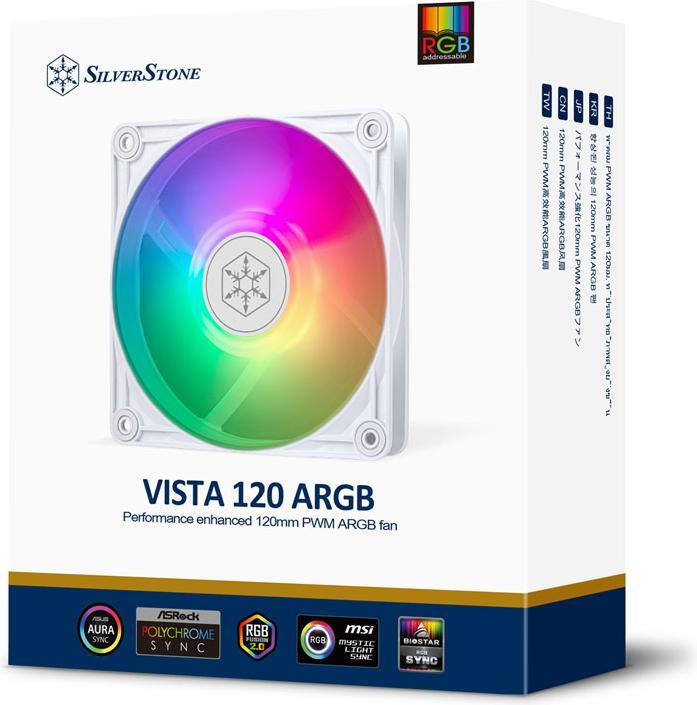 Produktbild Silverstone VISTA Performance PWM Lüfter, ARGB - 120mm, weiss (120 mm, 1 x)