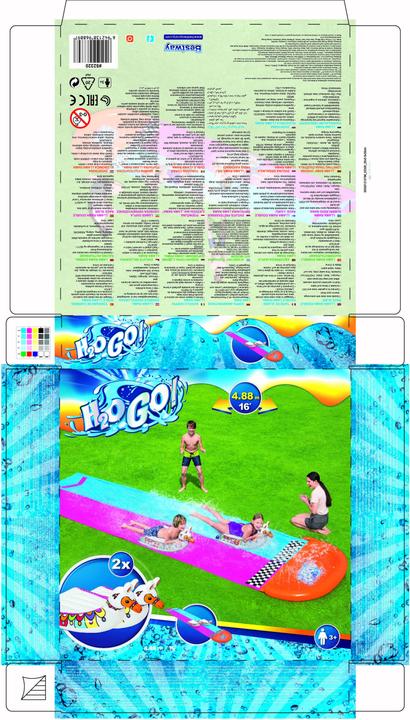 Produktbild Bestway 2er-Wasserrutsche mit aufblasbaren Lama-Schwimmtieren (4.88 m)