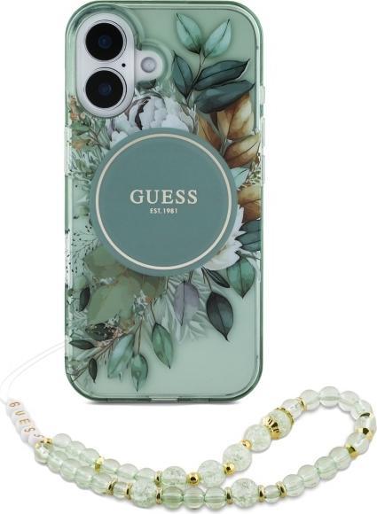 Image du produit Guess GUHMP16MHFWBRCESN iPhone 16 Plus 6.7" zielony/green hardcase IML Flowers With Pearl Strap MagS