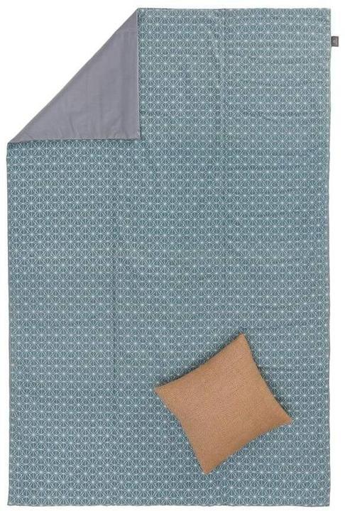 Actual product image Urbanara Picknickdecke Mallur 130 x 190 cm - Taubenblau / Naturweiss
