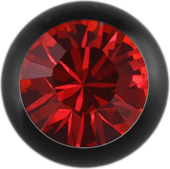 Star Piercing Micro Kugel Absolute Black mit Swarovski rot (ohne Messing, Chirurgenstahl 316L)