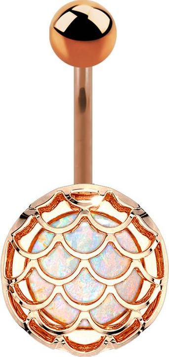Star Piercing Banane rosegold Opal glitter mit Fischschuppen (Messing, Chirurgenstahl 316L)