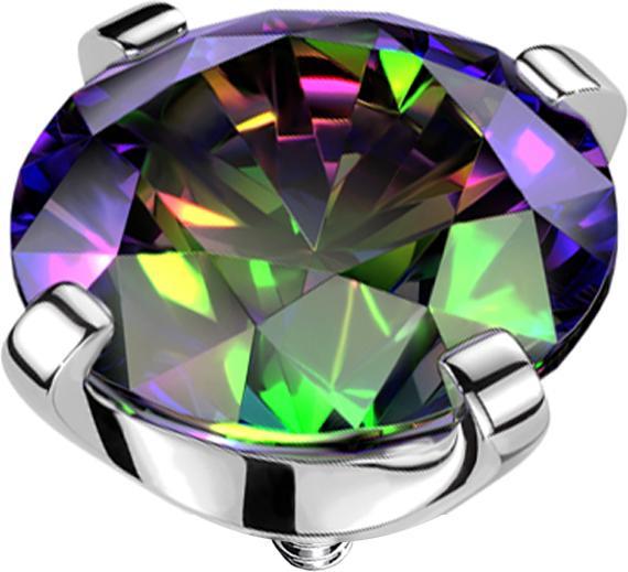 Actual product image Star Piercing Dermal Anchor silber Kristall dunkel multicolor gefasst (without brass, Titanium G23)