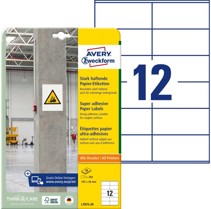 Actual product image Avery Strongly adhesive paper labels