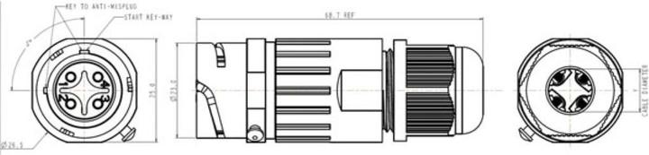 Actual product image Velleman 4-POL. CONNECTORS - WATERPROOF IP68 - 16 A 230 V (1 set)