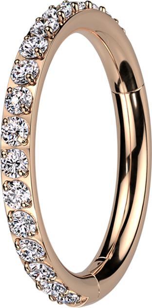 Produktbild Star Piercing Micro Segmentring klappbar rosegold seitlich Kristalle silber (Titan G23, ohne Messing)
