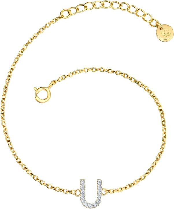 Glanzstücke München Damen Buchstabe U Sterling Silber Zirkonia Gelbgold 17,0 cm Basislänge + 3,0 cm Verlängerung - 32078 (17 cm, Sterling Silber)