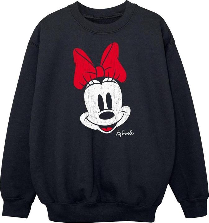 Disney Girls Minnie Mouse Face Cotton Sweatshirt (128)