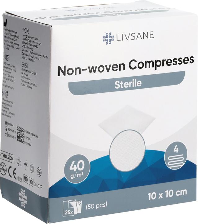 Livsane Vliesskompressen 10x10cm steril 2 x 25 Stk