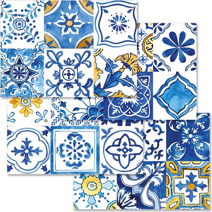 Trendform Papiertischset AZULEJOS 4 Suj.à12 Blt (48 Stk., 30 x 42 cm)
