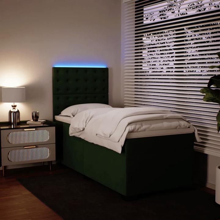 Image du produit VidaXL Boxspring Lit Lit capitonné avec matelas Vert foncé 140x200cm Velours (140 x 200, 140 x 200)