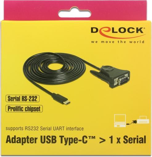 Actual product image Delock Adapter USB-C>1x Serial DB9 RS-232 (1.80 m)