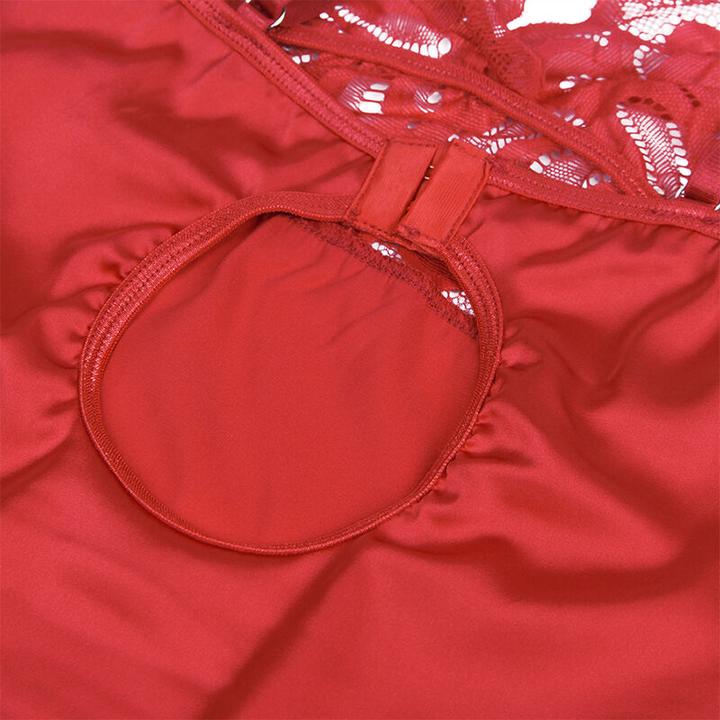 Image du produit Subblime Babydoll En Satin Avec Dentelle Rouge S/M (S, M)
