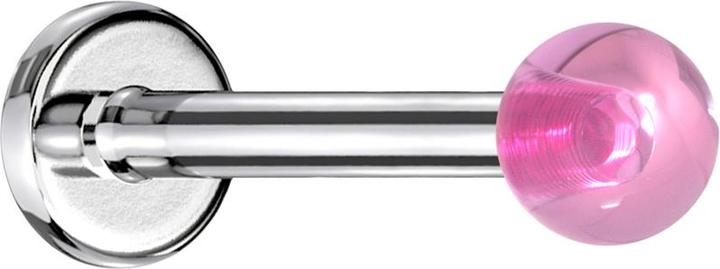 Immagine prodotto Star Piercing Labretola argento con pallina rosa "Glow (Acrilico, senza ottone, Acciaio chirurgico 316L)