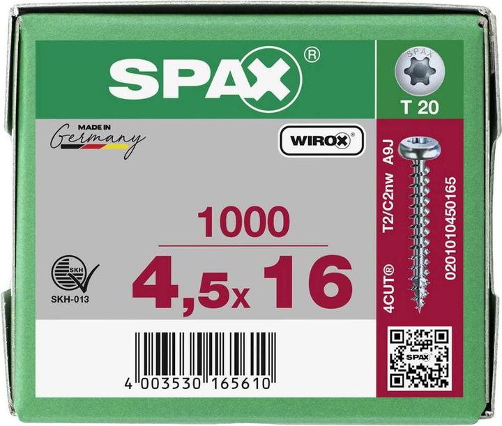 Produktbild Spax Spanplattenschrauben PH T20 4,5x16 mm (1000 Schrauben pro Stück)