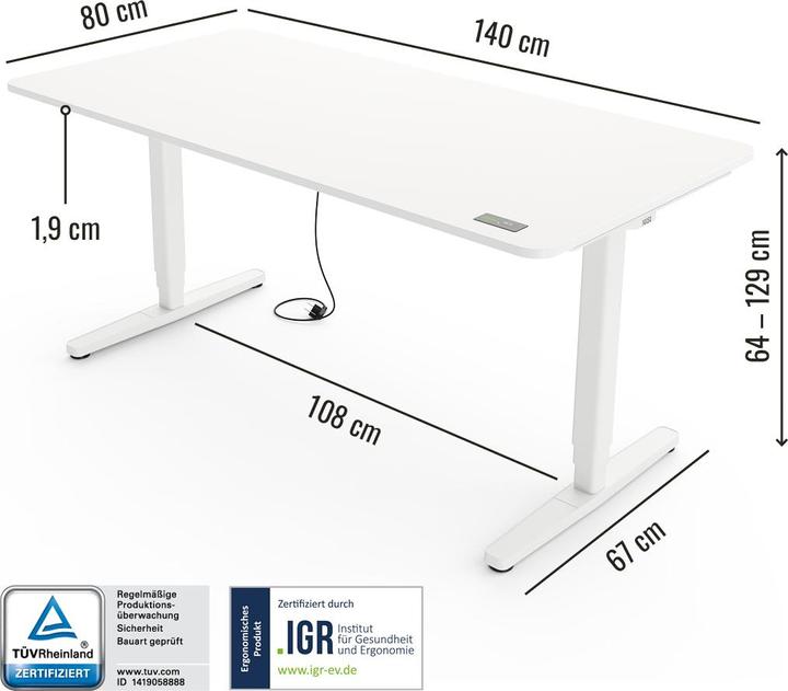 Produktbild Yaasa Desk Pro (140 x 80 cm)