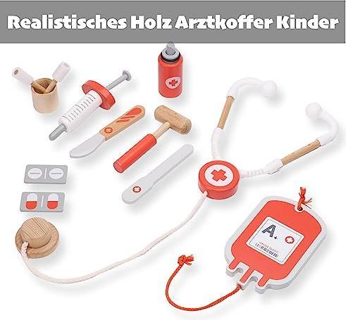 Produktbild Activity Board Arztkoffer Kinder, 22 Stücke Doktorkoffer Kinder, Arzt Kostüm Kinder mit Stethoskop, Arzt Spielzeug