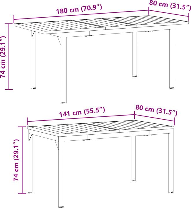 Produktbild VidaXL 9-teiliges Garten Esszimmer Set Schwarz Poly Rattan (80 cm)