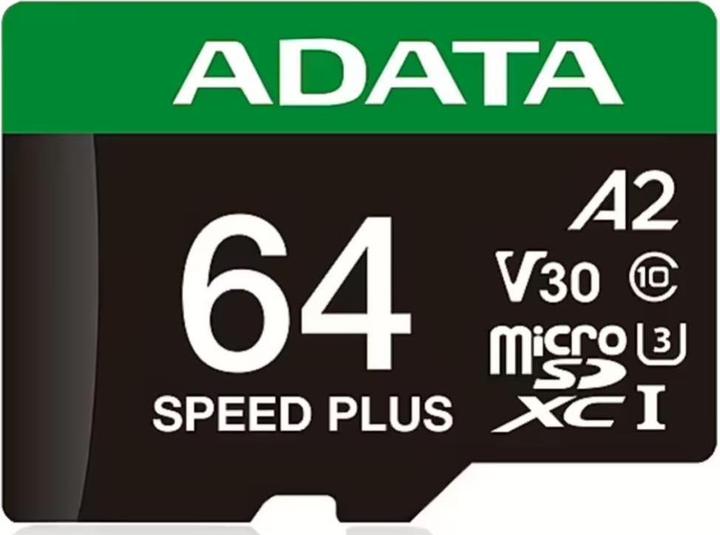 Produktbild Adata microSD 64GB Speed Plus UHS-I U3 + Adapter (64 GB, microSDXC, U3, UHS-I)