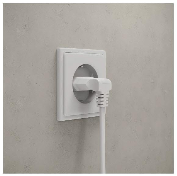 Image du produit Hama Rallonge avec fiche européenne coudée, pour l'intérieur, 3 m, blanc (3 m)