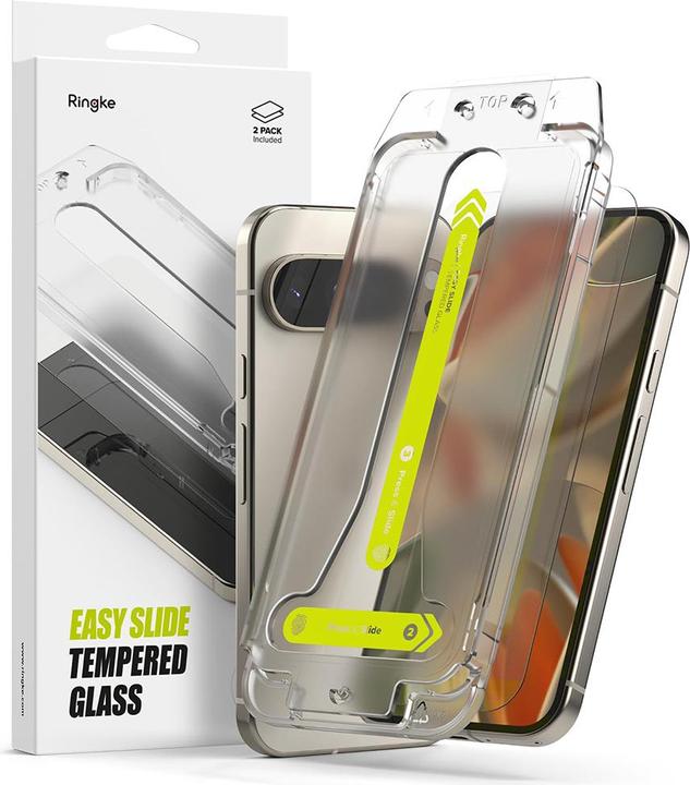 Actual product image Ringke Screen Protector for Pixel 9 Pro XL EASY SLIDE TEMPERED GLASS 2 pack, w installation Jig (2 Piece, Google Pixel 9 Pro XL)