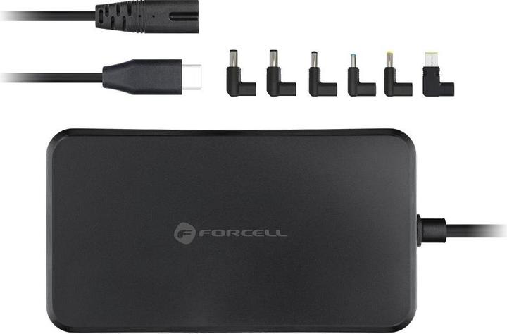 Actual product image Forcell Adapter F-ENERGY E856 uniwersal laptop charger 65W (6 adaptors) - czarny (65 W)