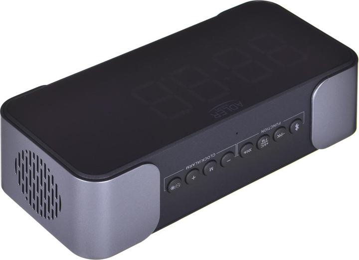 Actual product image Adler Wireless alarm clock with radio AD 1190 AUX in, Silver/Black, Alarm function